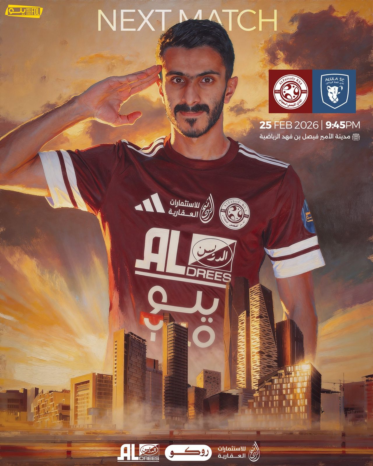 الفيصلي يلاقي العلا في الجولة الـ 24 من دوري يلو